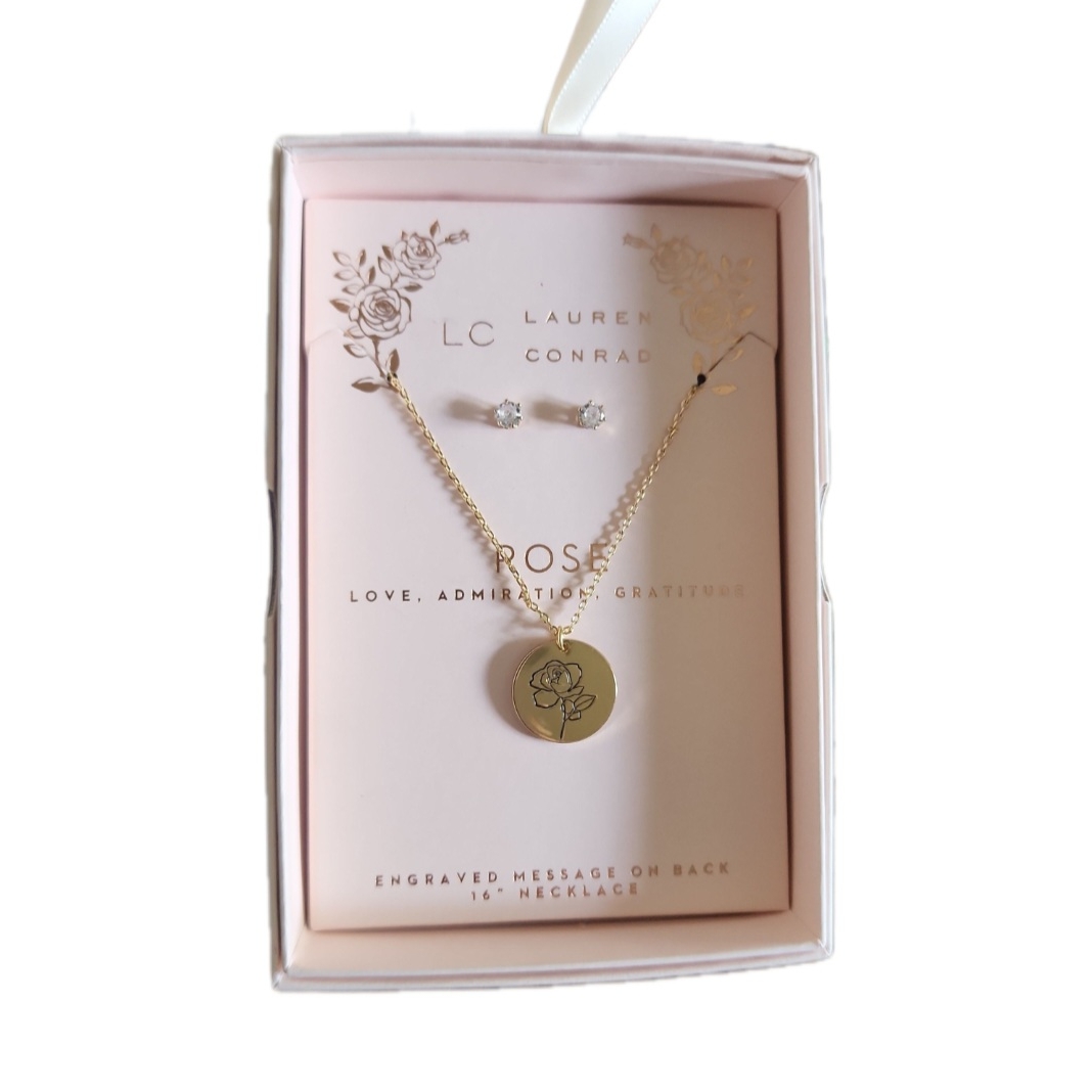 Lc Lauren Conrad Gold Necklace With Rose Pendant 22$